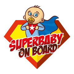 Wall Mural - Super baby on board Superhero logo