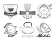 Matcha badges. Japanese green tea labels. Vector vintage logos for asian restaurant.