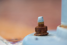 Old Rusty Steel Bolt And Nut