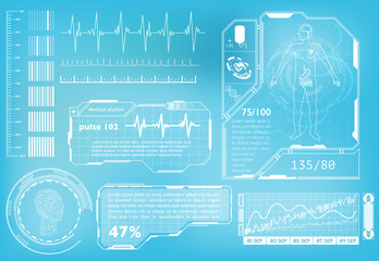 hud element ui medical examination. display a set of virtual interface elements. health technology v