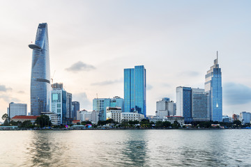 Wall Mural - Ho Chi Minh City skyline and the Saigon River