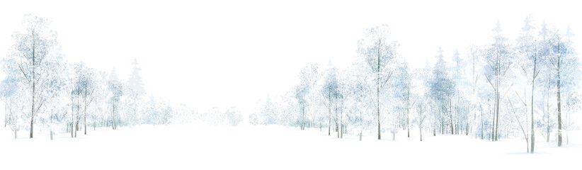 Wall Mural - vector winter forest background, isolated on white.