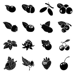 Wall Mural - Berries icons set, simple style