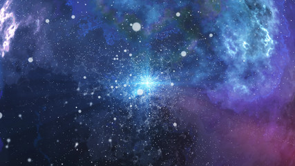 Wall Mural - Abstract planet explosion on a beautiful nebula.