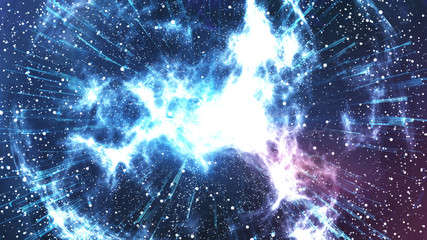 Wall Mural - Abstract planet explosion on a beautiful nebula.