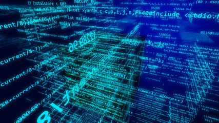 Wall Mural - cyberspace with numerous date formulas