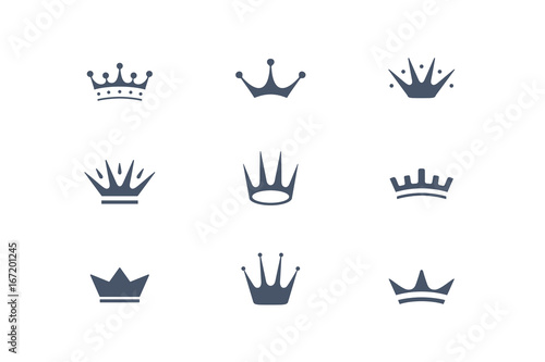 Set Of Royal Crowns Icons And Logos Isolated Luxury Logo For