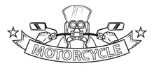 Motorcycle Ribbon Emblem Logo