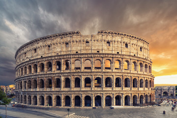 Fototapete - The Colosseum or Flavian Amphitheatre (Amphitheatrum Flavium or Colosseo)
