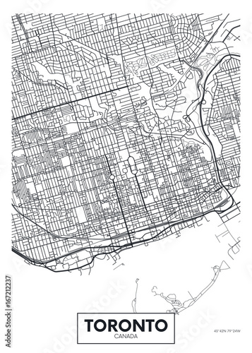 Dekoracja na wymiar  szczegolowa-mapa-miasta-plakat-wektor-toronto