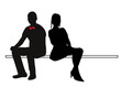 © zolotons - Vector, silhouette of sitting girls and guy