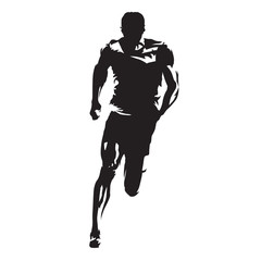 Wall Mural - Runner vector silhouette, front view of sprinting athlete