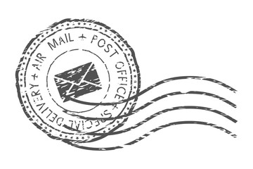 Wall Mural - Round air mail black postmark with envelope sign