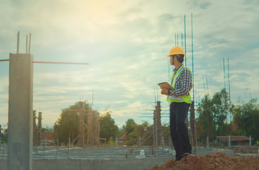 Engineering using digital tablet in the construction  modern technology application