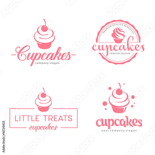 Cuadros en Lienzo Vector logo design. Cupcakes bakery icon.