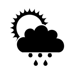 Poster - Beautiful fantasy cloud with sun and rain drops vector illustration design