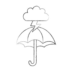 Sticker - Beautiful fantasy cloud with ray storm electric and umbrella vector illustration design