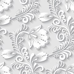 Wall Mural - Elegant 3d seamless floral pattern. Vector Illustration