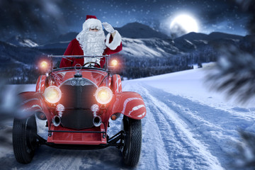 Wall Mural - santa claus car 