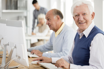 Sticker - Grandpa enjoying computer classes