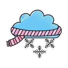 Poster - Beautiful fantasy cloud with snowflakes vector illustration design