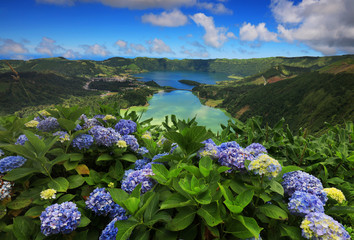 Sete Cidades landscape, Sao Miguel Island, Azores, Europe