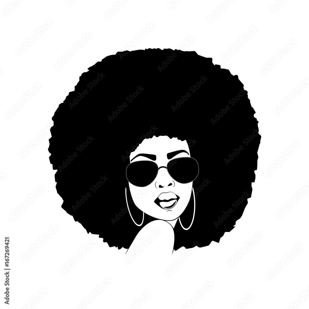 Beautiful portrait of an African American woman in vector format. - obrazy, fototapety, plakaty 