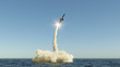 cruise missile flies up from the water 3d illustration