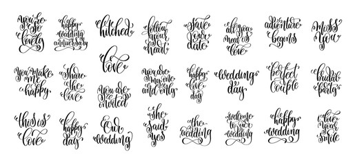 Wall Mural - set of 25 hand lettering wedding invitation and romantic valenti