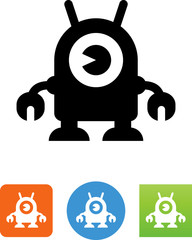 Poster - One Eyed Robot Icon - Illustration