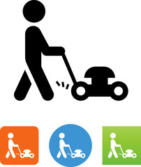 Sticker - Person Pushing A Lawn Mower Icon - Illustration