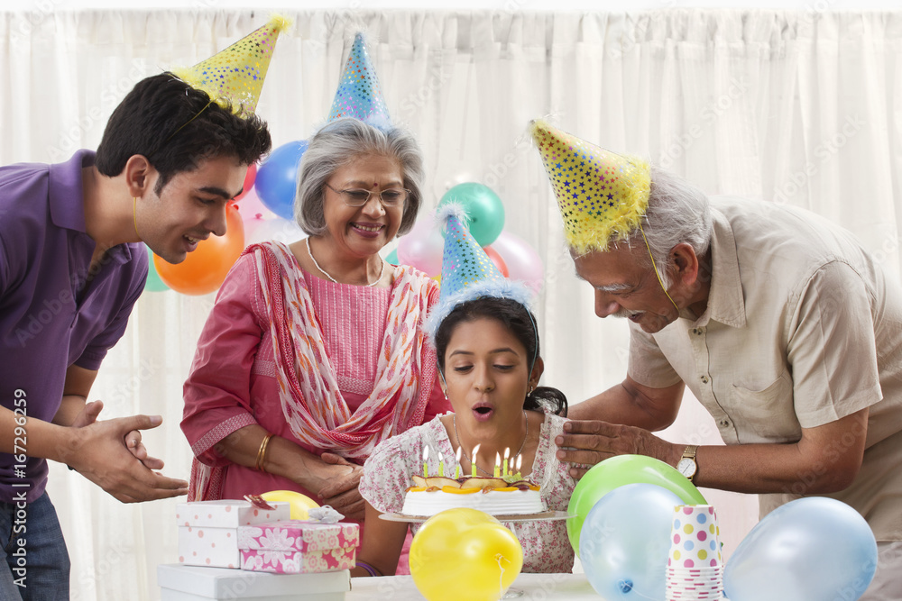 Family celebrating birthday