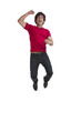 © IndiaPix - Full length of young man cheering and jumping over white background