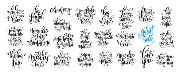 Wall Mural - set of 25 hand lettering wedding invitation and romantic valenti