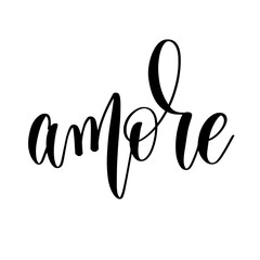 Wall Mural - amore - black and white hand lettering inscription to wedding in