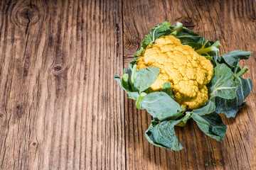 Head of cauliflower on a table