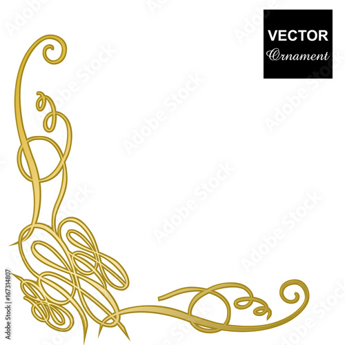 ゴールドメタリックのレリーフ状のコーナーフレーム クラシカルオーナメント 飾り罫 飾り囲み 囲み罫 Hand Drawn Ribbon Vector Stock Vector Adobe Stock