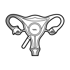 Poster - Female reproductive organ with magnifying glass vector illustration design