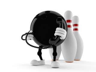 Canvas Print - Bowling character holding a telephone handset