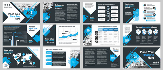 City Background Business Company Presentation with Infographics. Corporate Design Media Layout, Book Cover, Flyer, Brochure, Annual Report for Advertising and Marketing