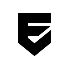 letter E shield vector logo.