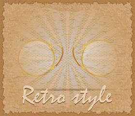 retro style poster old eyeglasses pince-nez vector illustration