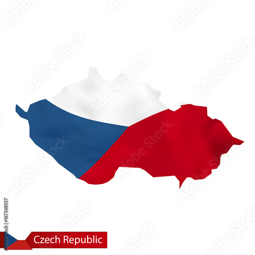 Czech Republic map with waving flag of Czech Republic. Poster
