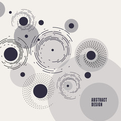 Aufkleber - Vector background of circles and rounded lines in vintage style