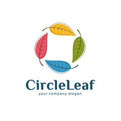 Wall Mural - Vector logo design for business. Circle leaf