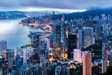 Fototapeta  - Hong Kong city view from The Peak at twilight