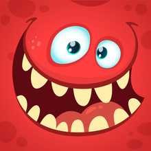 Cartoon Angry Monster Face. Halloween Vector Illustration