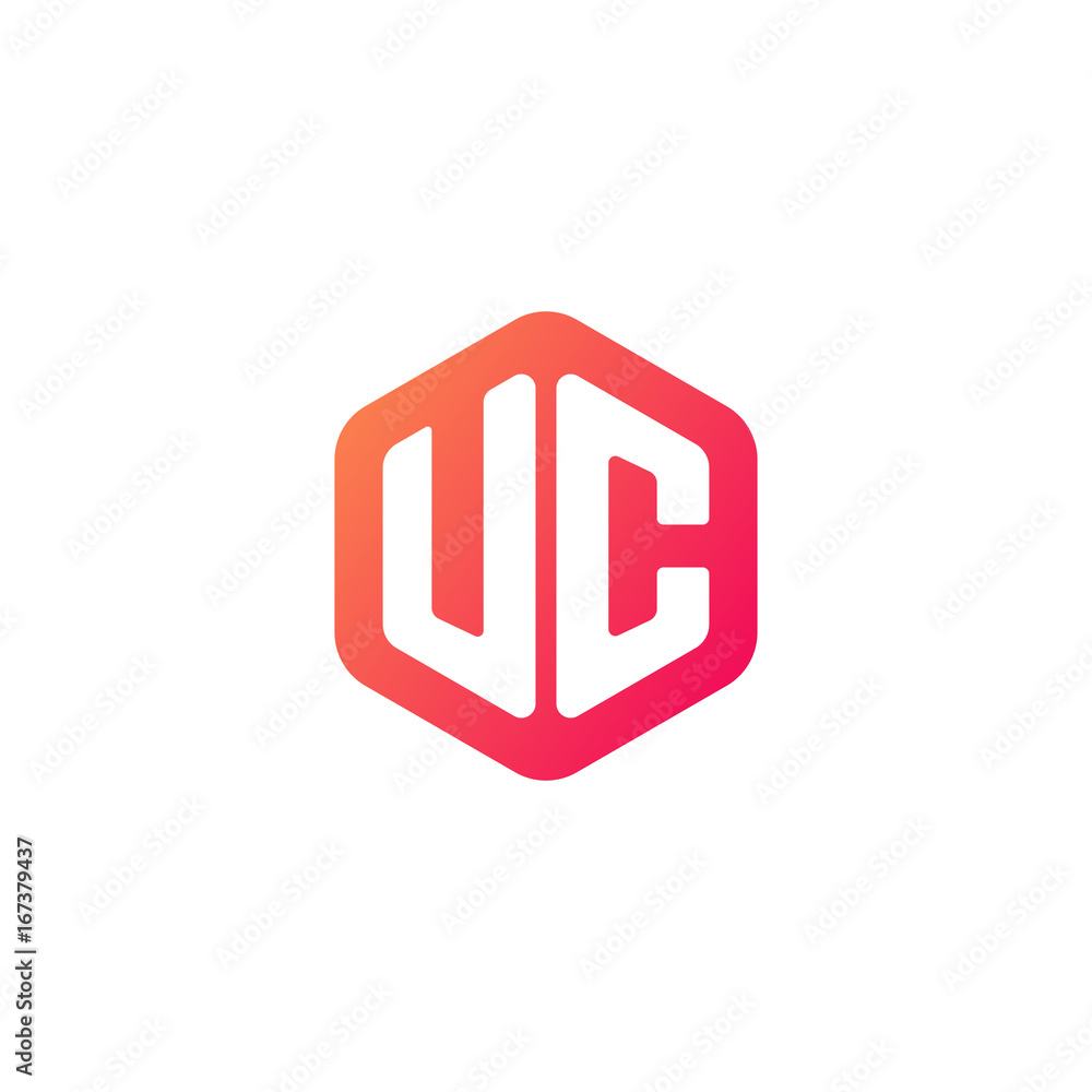 Initial letter uc, rounded hexagon logo, gradient red orange colors Stock  Vector | Adobe Stock, image size:1000x1000