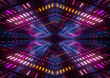 © wacomka - 3d render, pink blue yellow neon lights, bright colorful tunnel, abstract geometric background
