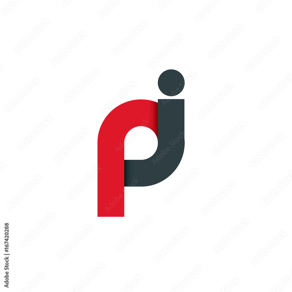 Initial Letter PI RI Linked Rounded Design Logo - obrazy, fototapety, plakaty 